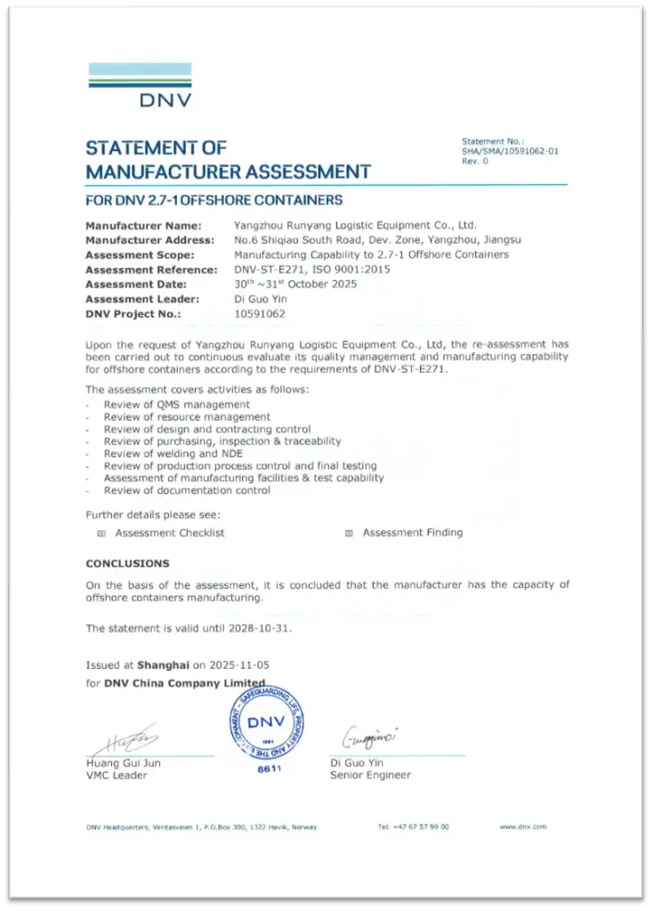 30. factory certification DNV approval