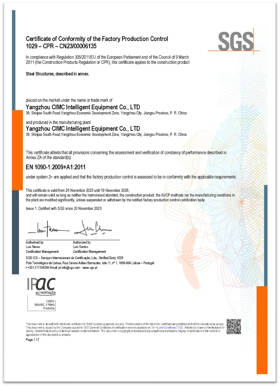 SGS-EN1090 Steel Structure